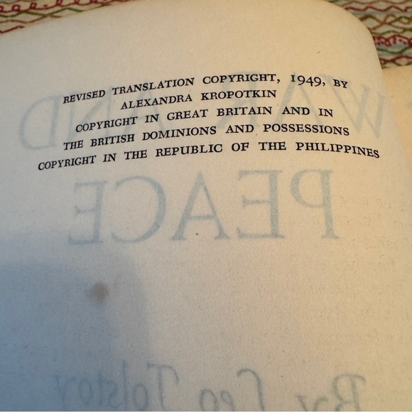 War and Peace by Leo Tolstoy Copyright 1949 - Picture 4 of 6